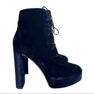 Jimmy Choo Velvet lace up Boots-Navy